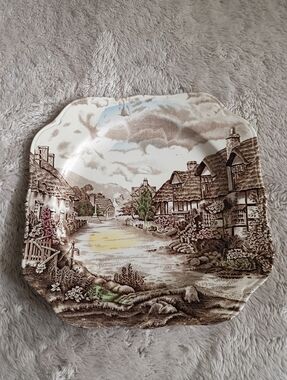 Johnson Brothers Olde English Countryside Brown Square Salad Plate 7.5"